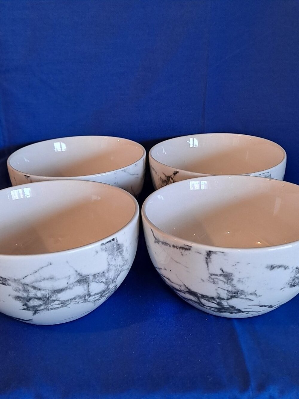 Set 4 Royal Norfolk MARBLE Design 6" SOUP BOWLS Salad Cereal Gray White